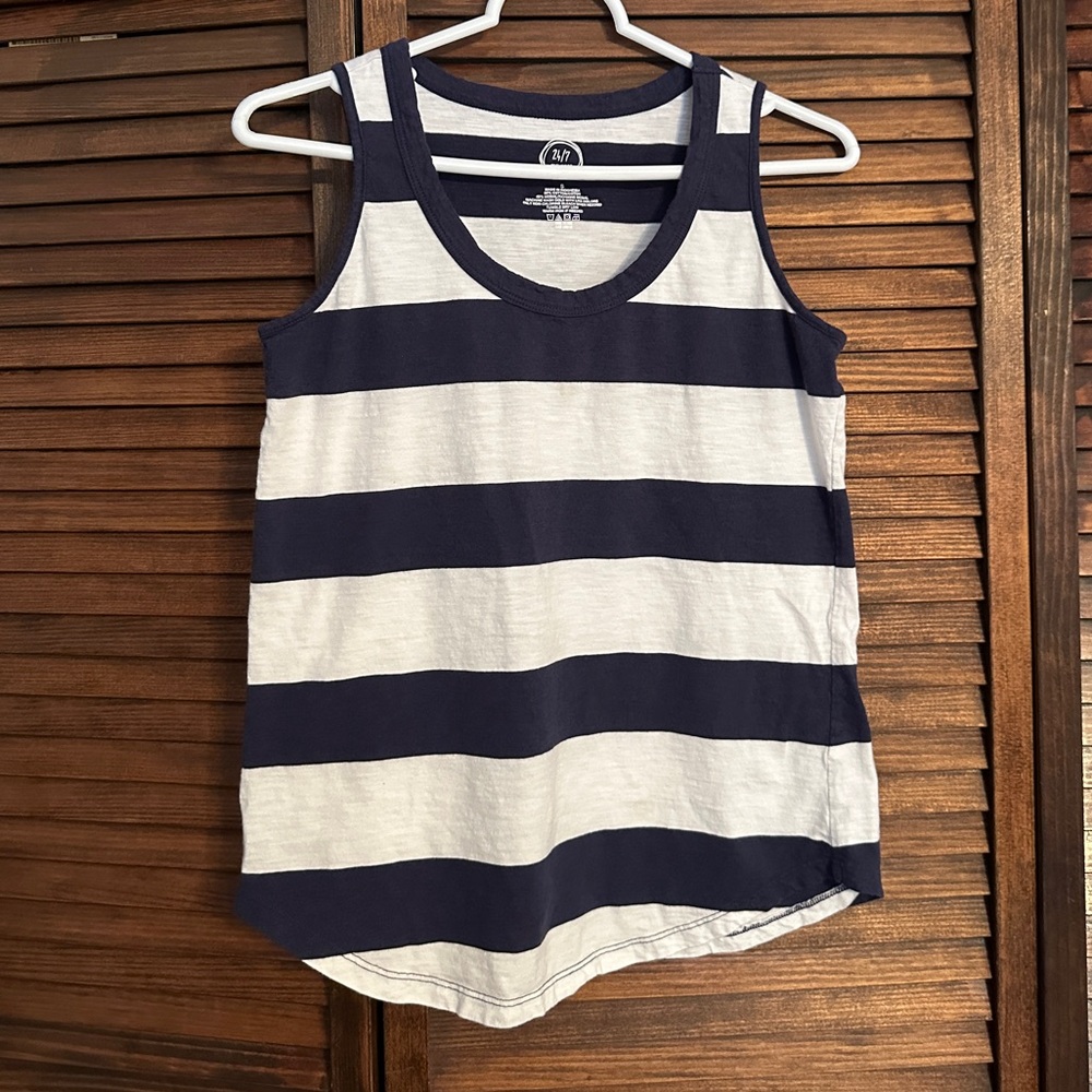 Maurices Navy and White Striped Tank